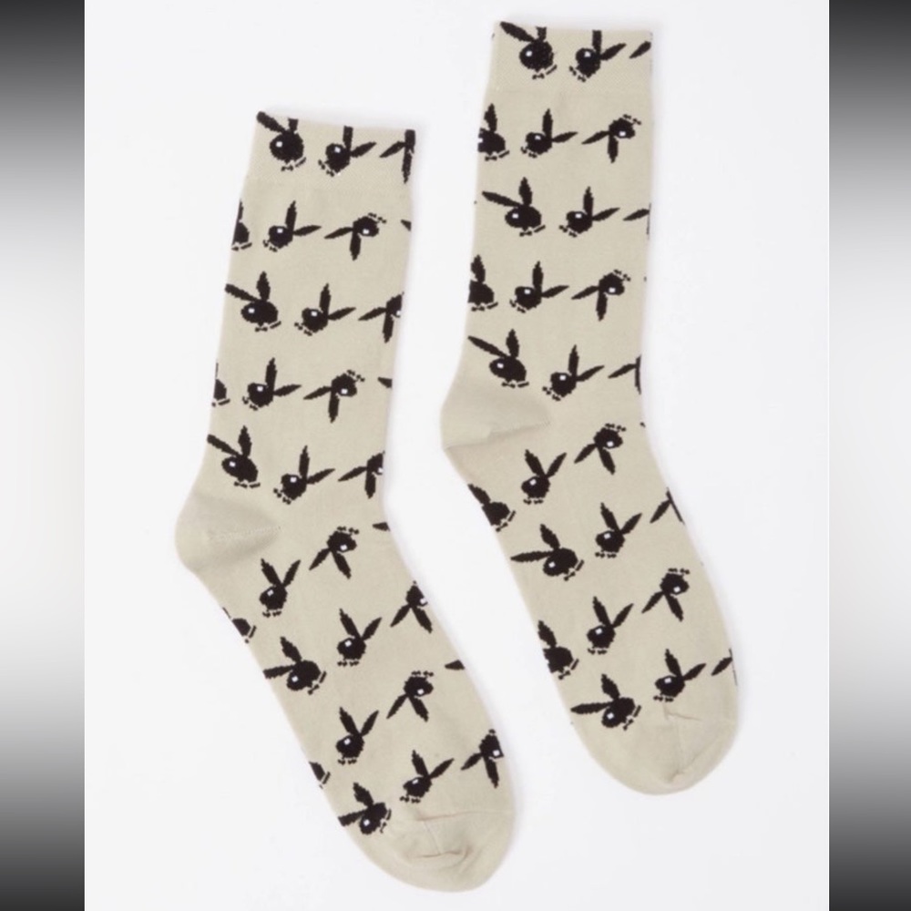 NWT nice tan playboy print bunny socks